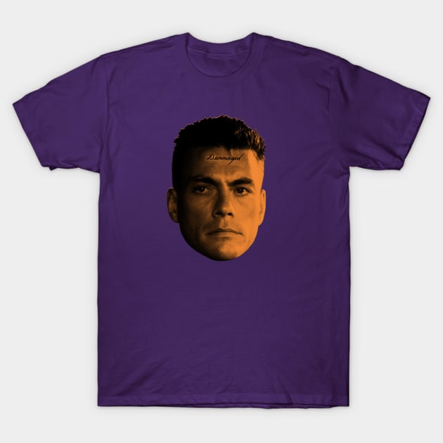 Jean Claude Van Damme "Dammaged" forehead tattoo T-Shirt by BryanWestArt